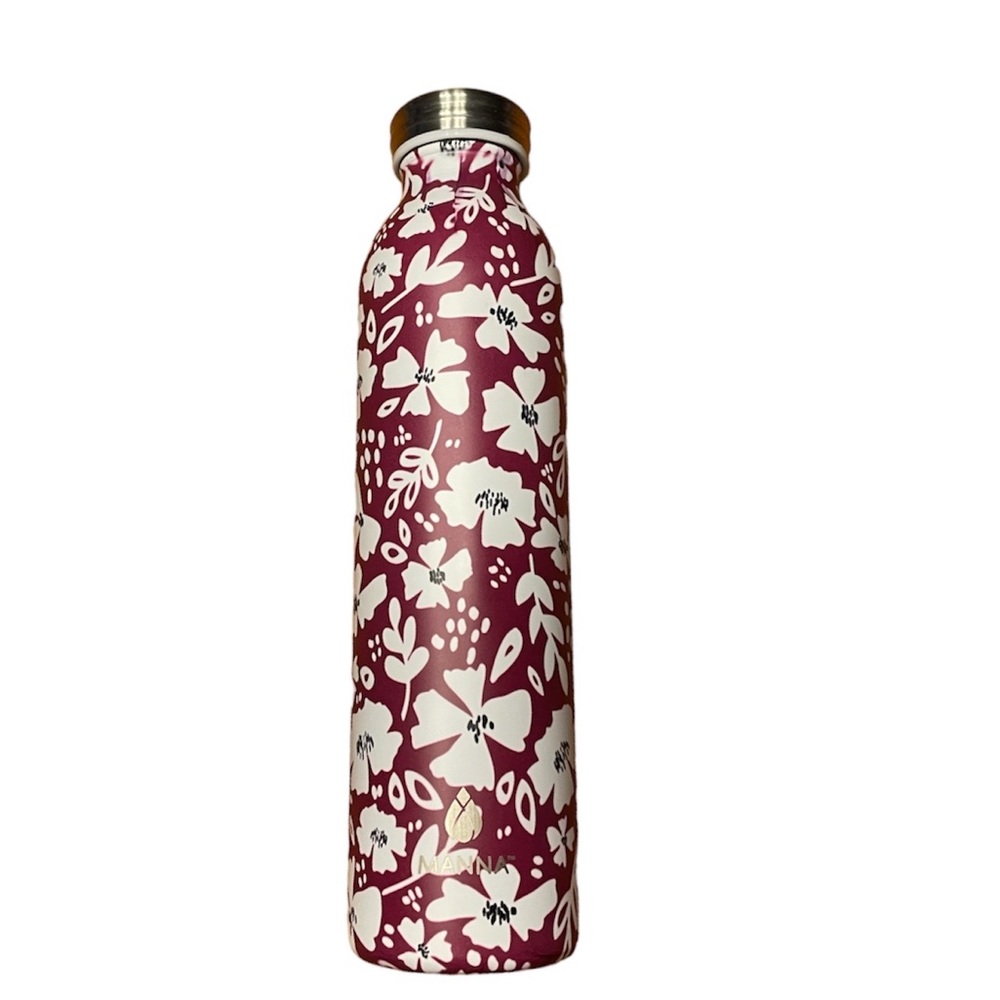 Manna | Insulted Metal Water Bottle | Pink Purple Floral | 20 Oz.